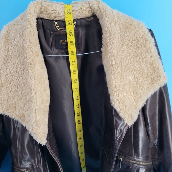 ✨ Laundry by Shelli Segal Leather & Faux Shearling Aviator Jacket – Size M ✨ - Picture 10 of 15